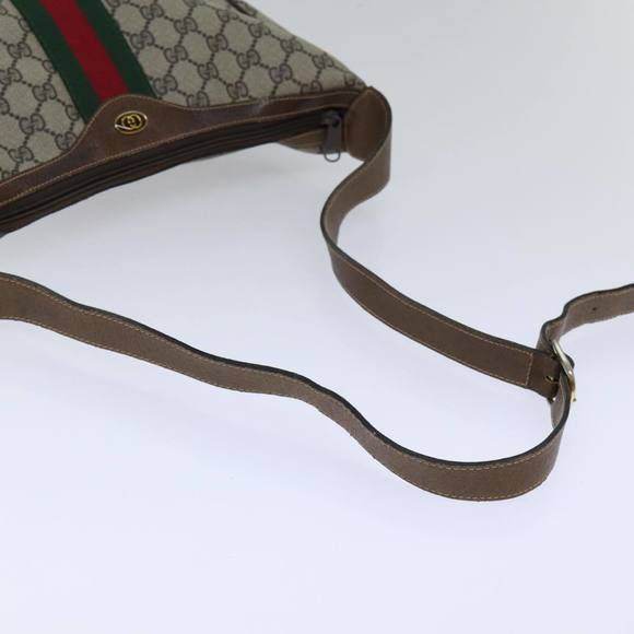 GUCCI GG Supreme Web Sherry Line Shoulder Bag PVC Leather Beige Gold Auth 88635 - Picture 7 of 16